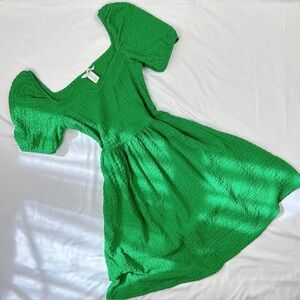 h&m | size s | green puff sleeve dress